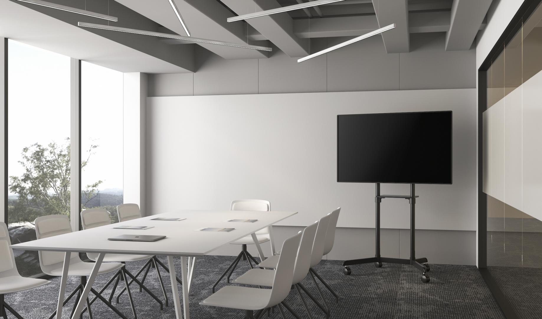 Stand TV mobil Serioux TV11-46TW, parti metalice: Cadru principal vertical, Brațele de prindere VESA, Placa de montaj TV, baza, fixarea se face cu ajutorul accesoriile incluse; dimensiuni: 920x702x1595mm, compatibilitate dimensiune ecran: 37"-70", compat
