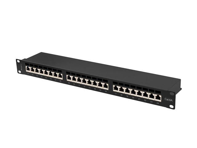 Patch panel 24 porturi 1U Cat.6A Ftp ng (Patch panel 24 porturi 1U 19" Cat.6A Ftp cu organizator cabluri)