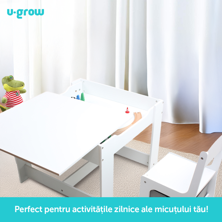 Set masuta si 2 scaune , alb MDF, U-Grow