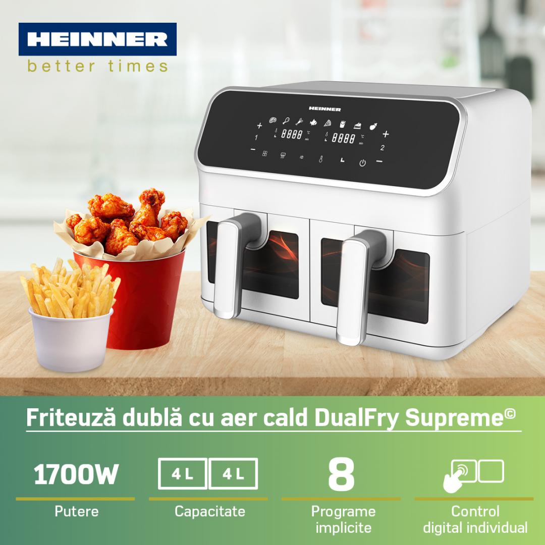 Friteuza Aer Cald Heinner HAF-H8DB17WH (friteuza Dubla cu Aer Cald Heinner Dualfry Supreme HAF-H8DB17WH)