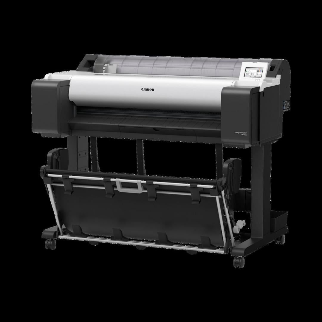 Plotter Canon imagePROGRAF TM-350 36"(914mm), format A0, 5 culori, rezolutie max 2400x1200dpi, memorie 2GB, limbaje de imprimare: HP-GL/2, HP RTL, JPEG (Ver. JFIF 1.02), CALS G4 (submission via FTP only), Display LCD 4.3", interfata: USB 2.0, Ethernet, WI