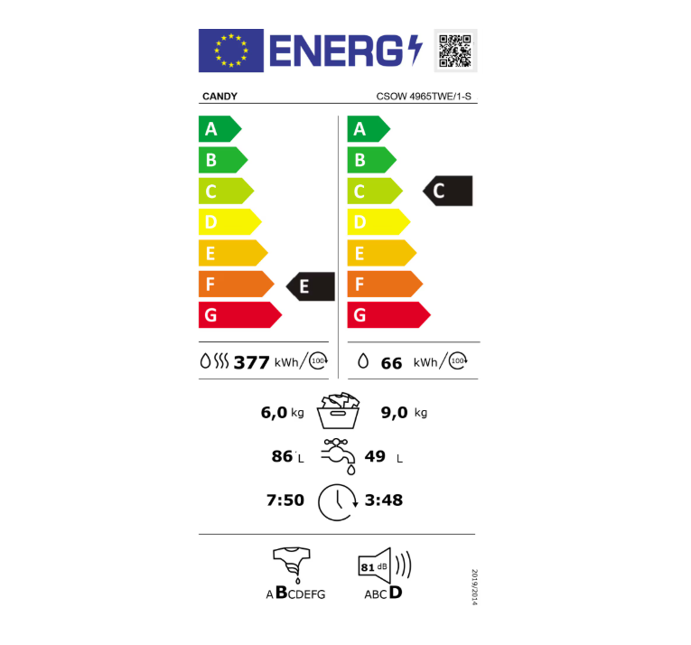 Masina de Spalat Candy Csow 4965TWE/1-S (Masina de spalat rufe cu uscator Candy Smart Pro Csow 4965TWE/1-S)