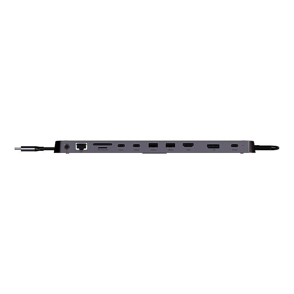 Statie docking Lindy DST-Mini XT 810, interfata USB Type C to 1x HDMI / 1x DP/ 2x USB Type A / 2x USB Type C / 1x RJ45 / 1x SD / 1x microSD / 1x 3.5mm Audio, latime de banda suportata 10 Gbps, 10/100/1000 Mbps, rezolutie maxima iesire 8K 7680x4320 30Hz, c