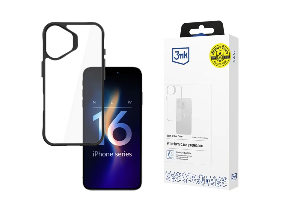 ProtCoverSatinArmorCase+ iPhone16,Transp (Protective cover 3mk Satin Armor Case+ for iPhone 16)