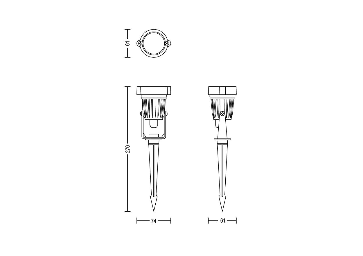 Caper Gardenlink Sp Kit Bl 24V 06 (Kit 3 Spoturi LED pentru exterior cu spike Philips Caper Garden Link)