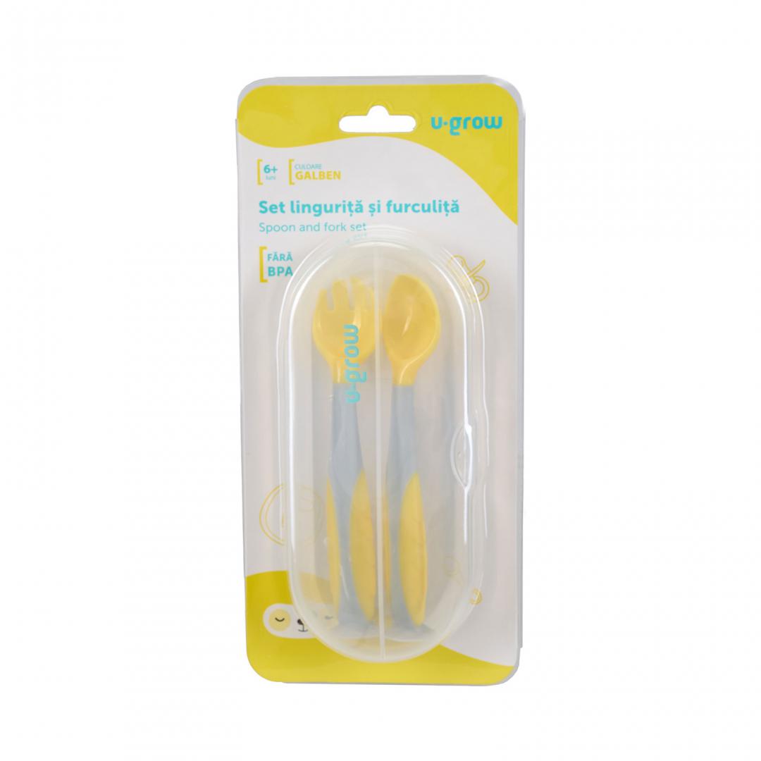 Set lingurita si furculita,galben,U-Grow