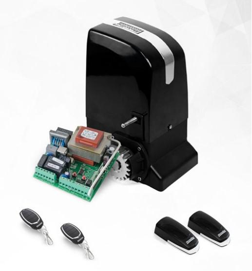 Kit automatizare poarta culisanta Motorline KIT SLIDE800A, 800 kg, 7 m; Putere: 370 W; Alimentare: 230 Vac 50 Hz; Rotatii pe minut: 1200 RPM; Distanta actionare: 25m; Viteza deschidere: 10 m/min;Protectie termica: 120°C; Grad de protectie: IP44; Nivel zg