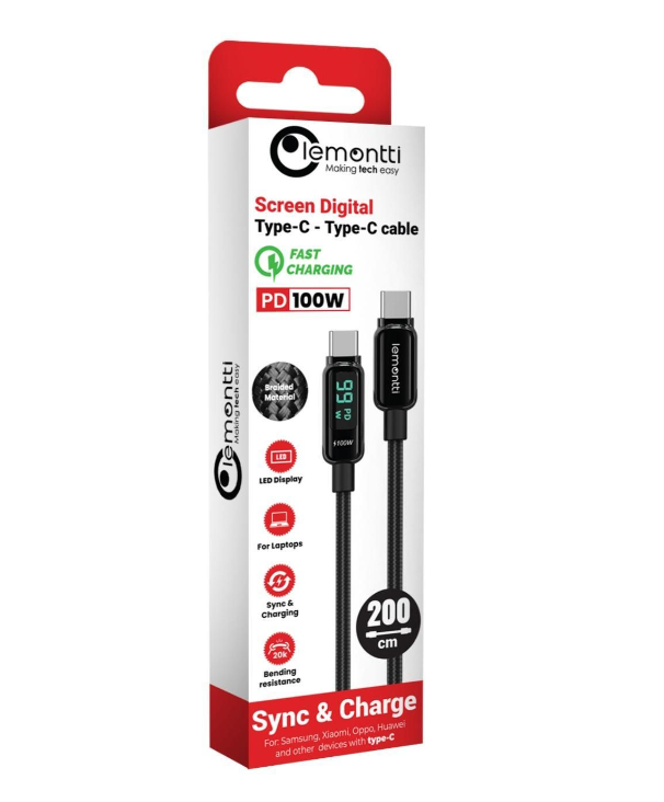 Cablu Lemontti Fast Charge 2m, 100W ng