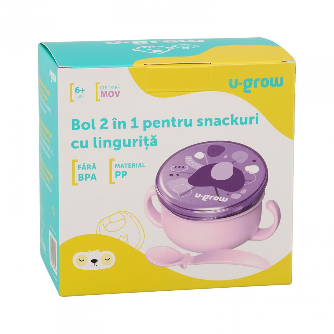 Bol 2 in 1 pentru snackuri, mov, U-Grow