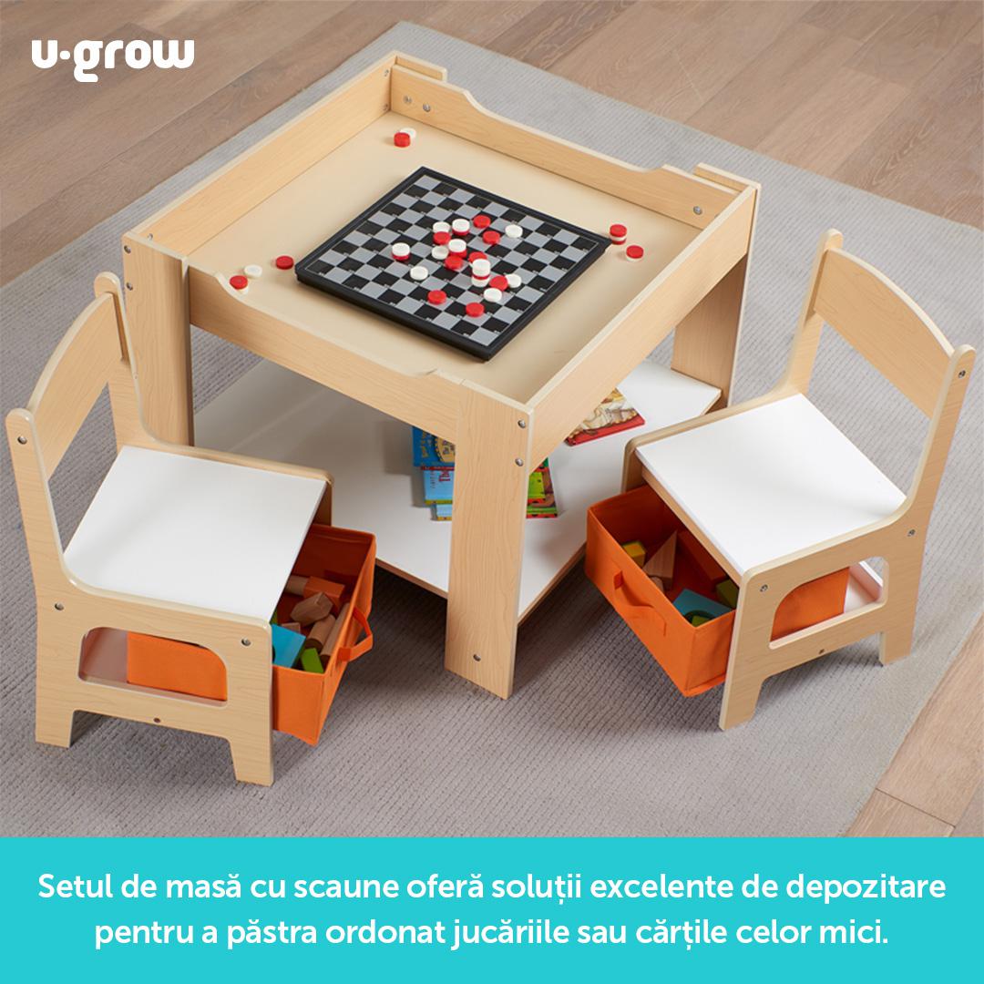 Set masuta si 2 scaune,lemn natur,U-Grow