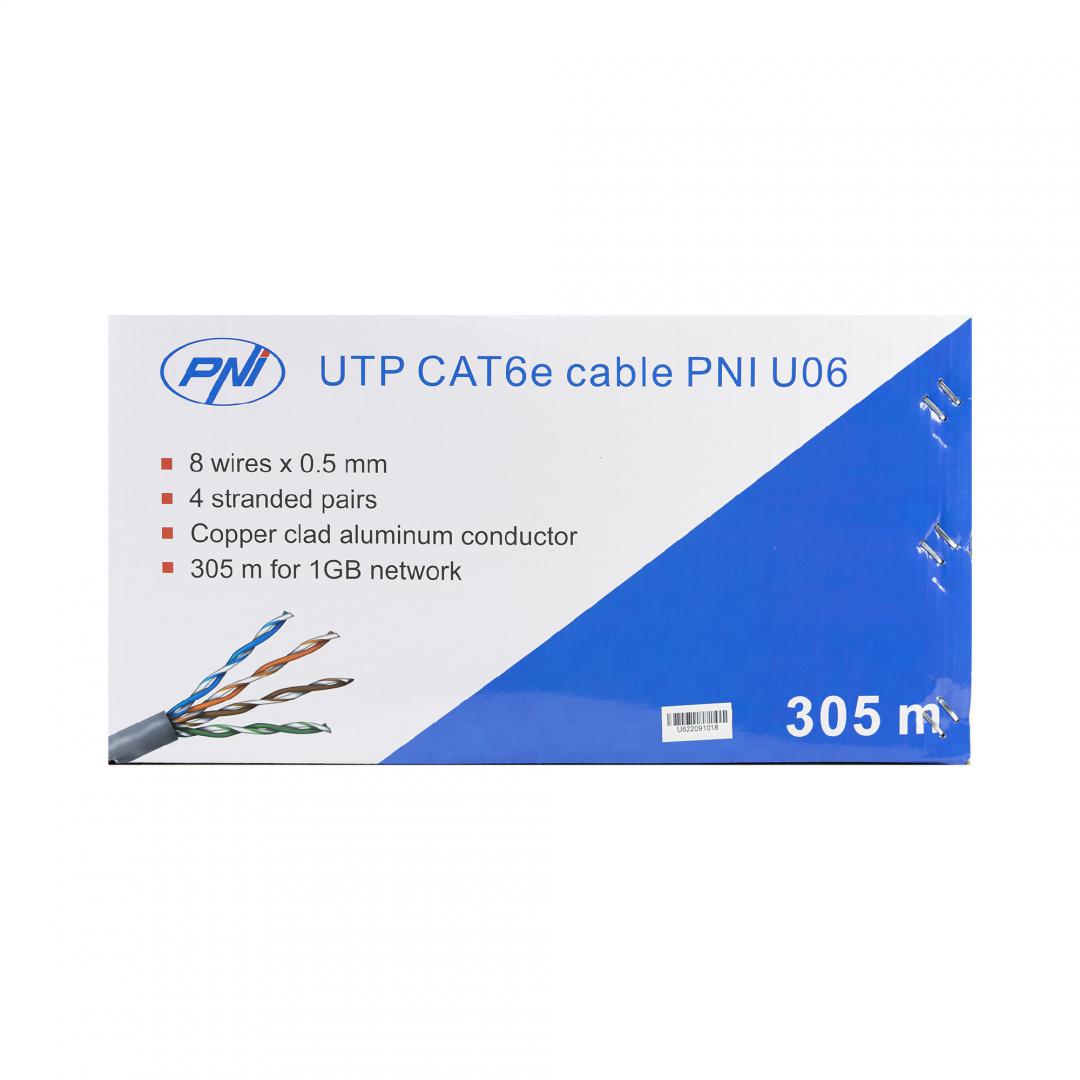 Pni Cablu Utp CAT6E 305M (Cablu Utp CAT6 Pni U06 cu 4 perechi pentru internet 1 Gigabit si sisteme de...)