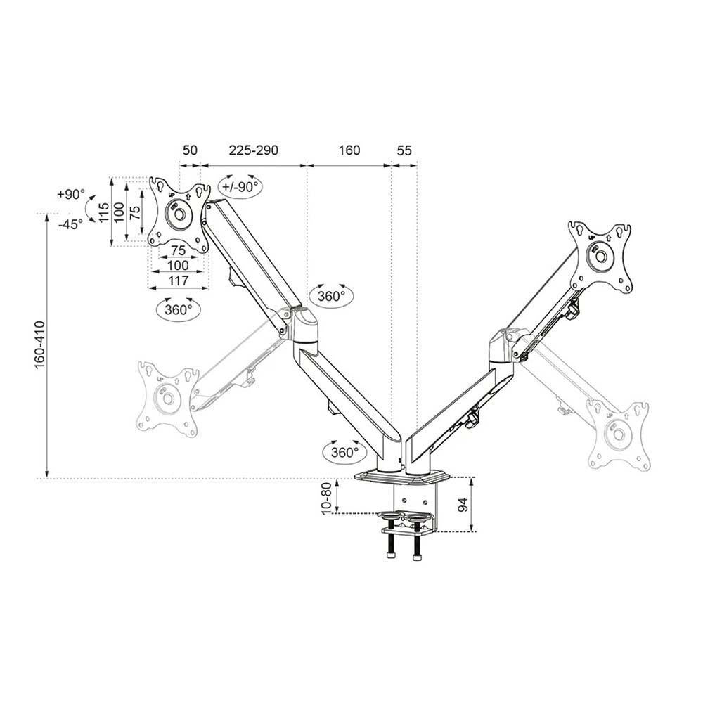Brat de birou pt monitor Nm 17-27” 7KG (Brat de birou pentru monitor Neomounts)
