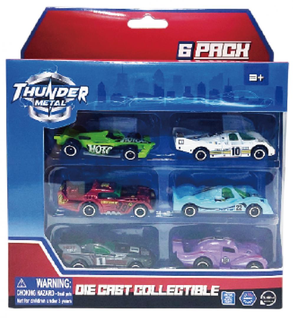 MACHETA DIE CAST, SET 6 MASINI CURSE, SCARA 1/64, 7.5CM, DIVERESE MODELE SI CULORI- VERDE, ALB, ROSU, BLEU, GRI, ALBASTRU, GALBEN, PORTOCALIU, NEGRU, TURQUOISE, MARO
