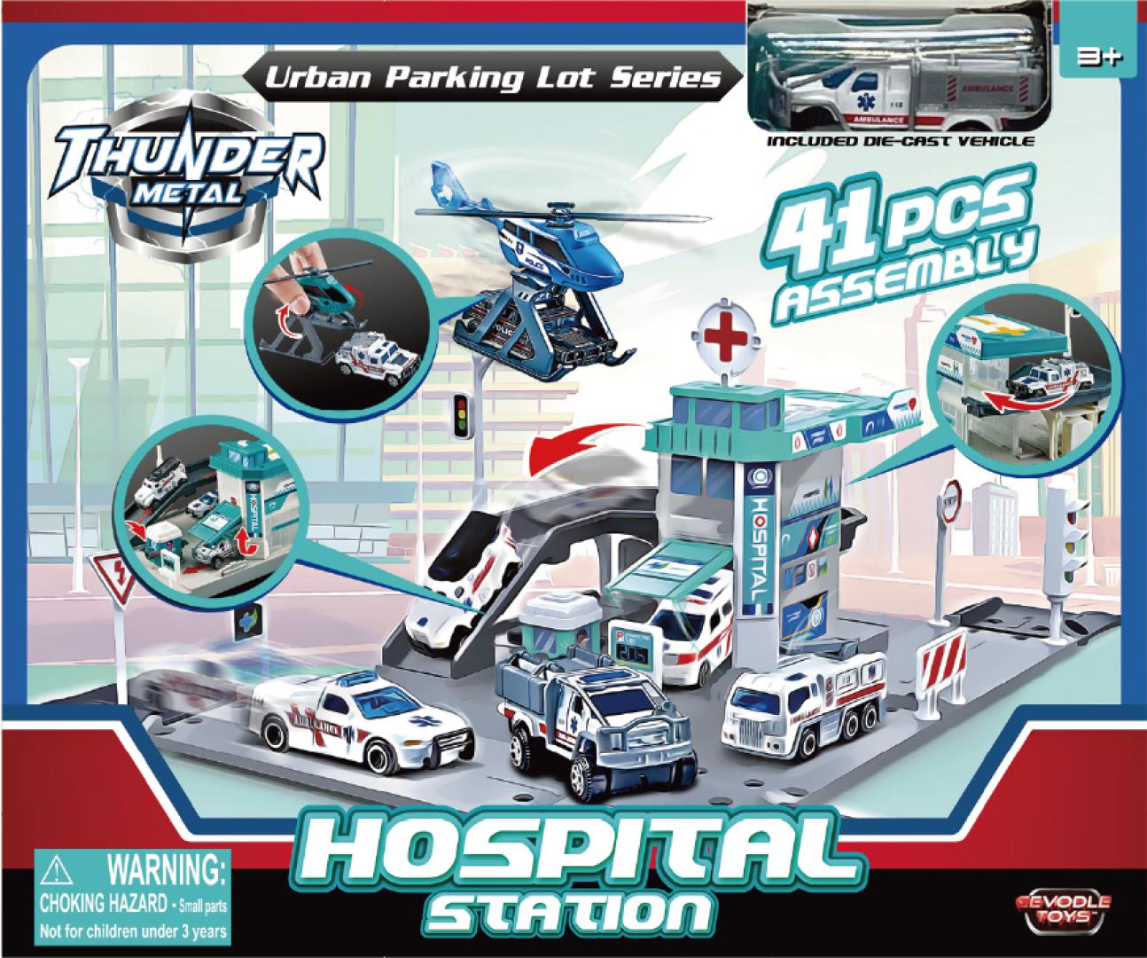 MACHETA DIE CAST, PARCARE, SCARA MASINUTA 1/64, DIMENSIUNE MASINUTA 7.5CM, DIMENSIUNE PARCARE 36 CM