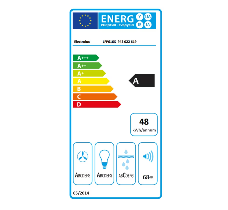 Hota Incorporabila Electrolux LFP616X (Hota telescopica incorporabila; Seria 600; 60 CM; 1 motor; 3 viteze; 2 filtre...)