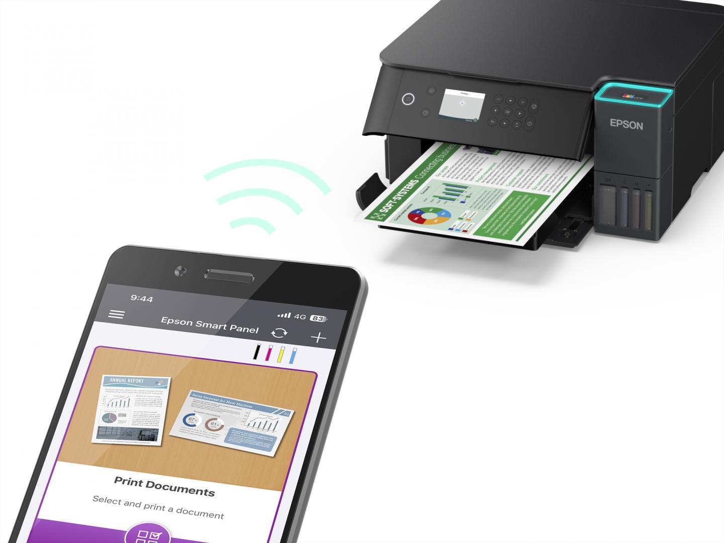 Multifunctional inkjet color Epson EcoTank CISS L6360, dimensiune A4 (Printare,Copiere, Scanare), printare borderless, viteza 33ppm alb-negru, 20ppm color, rezolutie 4800x1200 dpi, alimentare hartie 250 coli, duplex automat ,scanner CIS rezolutie 1200x240