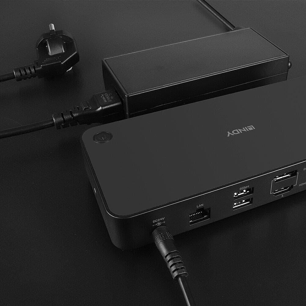 Docking station Lindy, interfete: USB Type C la 3x USB Type A, 2x USB Type C