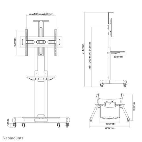 Neomounts Stand podea mobil/fix NM 32"-75" 50kg ng