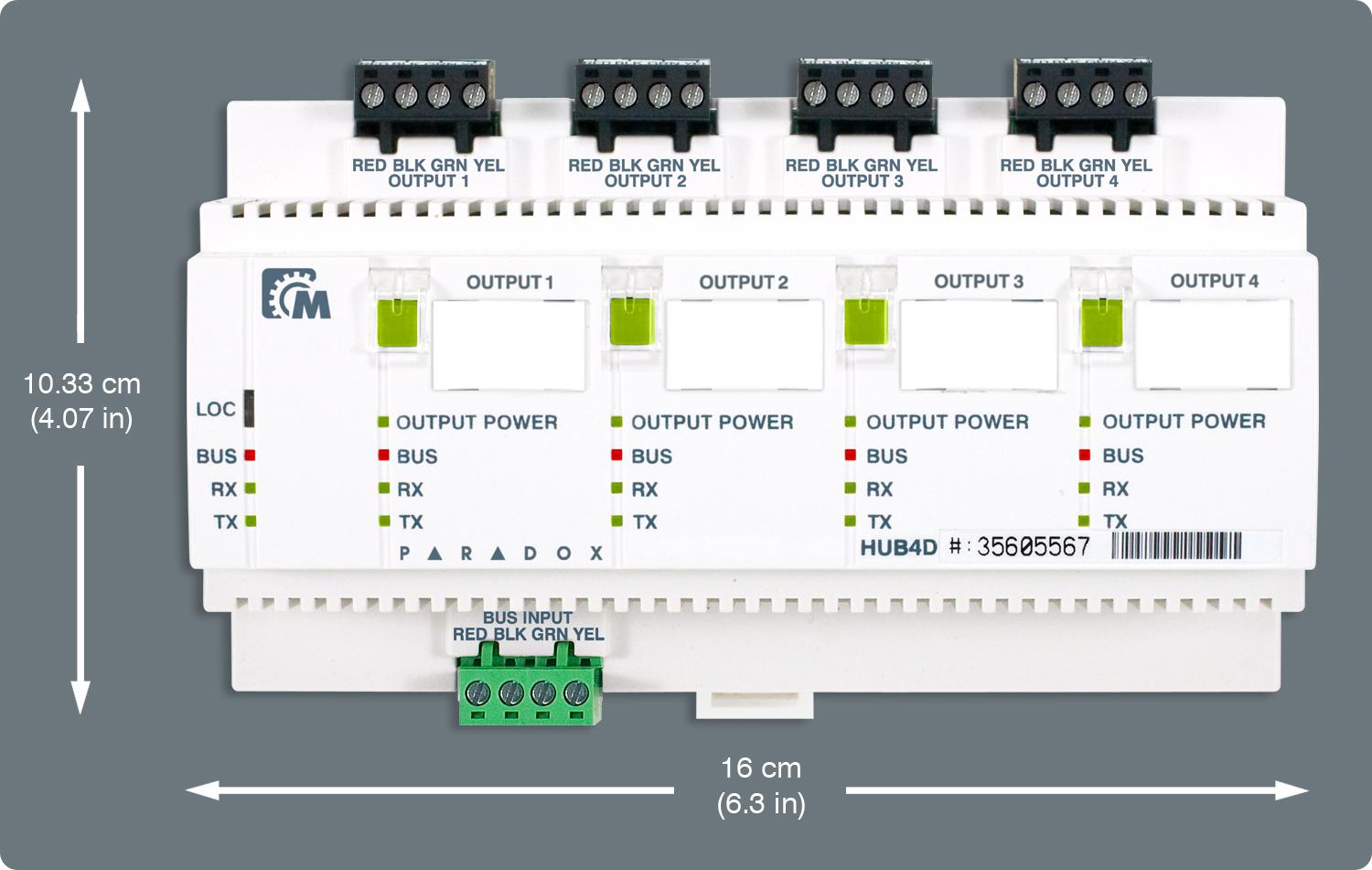 Modul Izolator Bus cu 4 Porturi Paradox (Modul izolator Bus Paradox HUB4D cu 4 porturi: multiplică magistrala de date în...)
