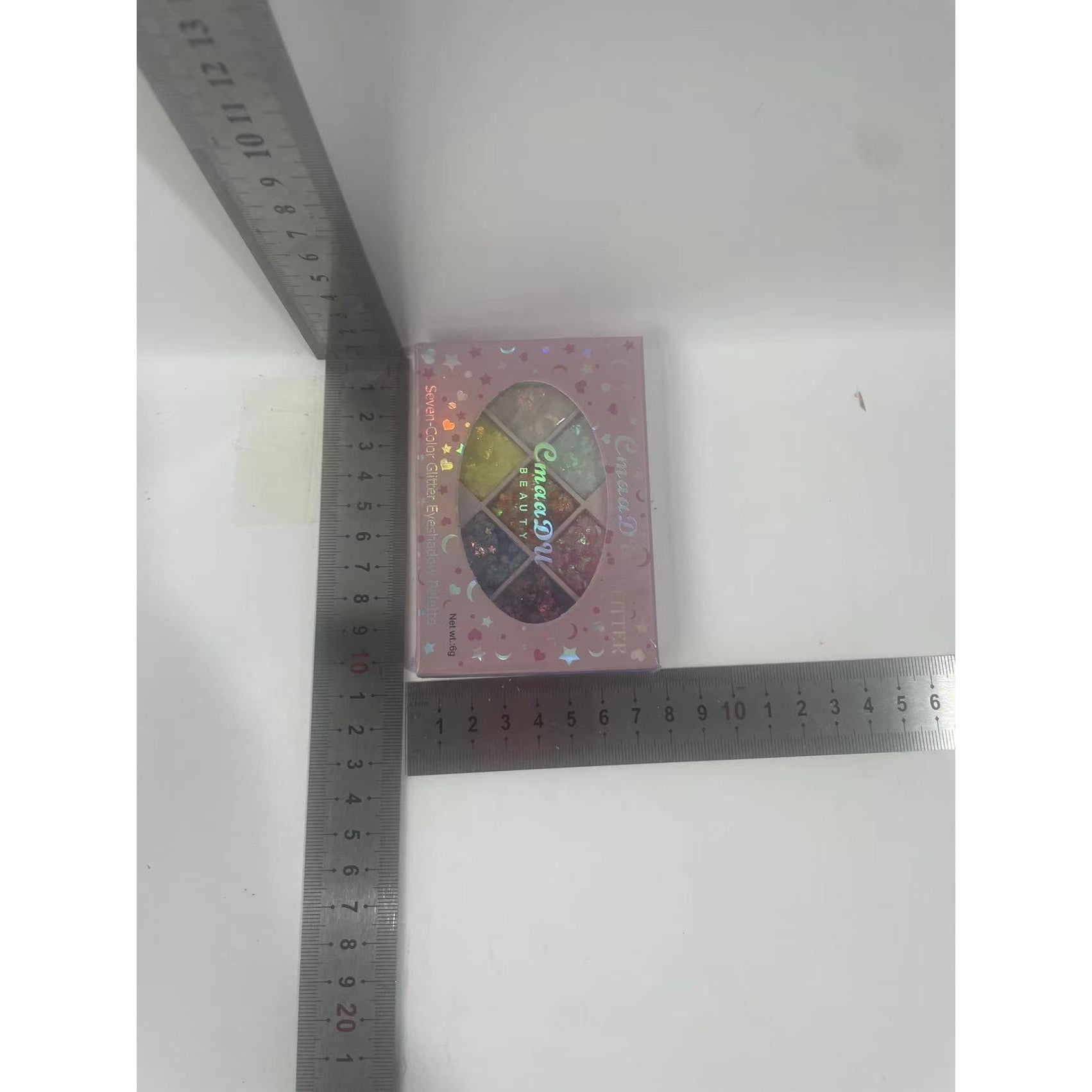 Paleta cu Glitter, Varianta 1, 7 Nuante, Pentru Corp si Par, 50 g, Rezistent la Apa, 9.8 x 6.8 cm, Multicolor