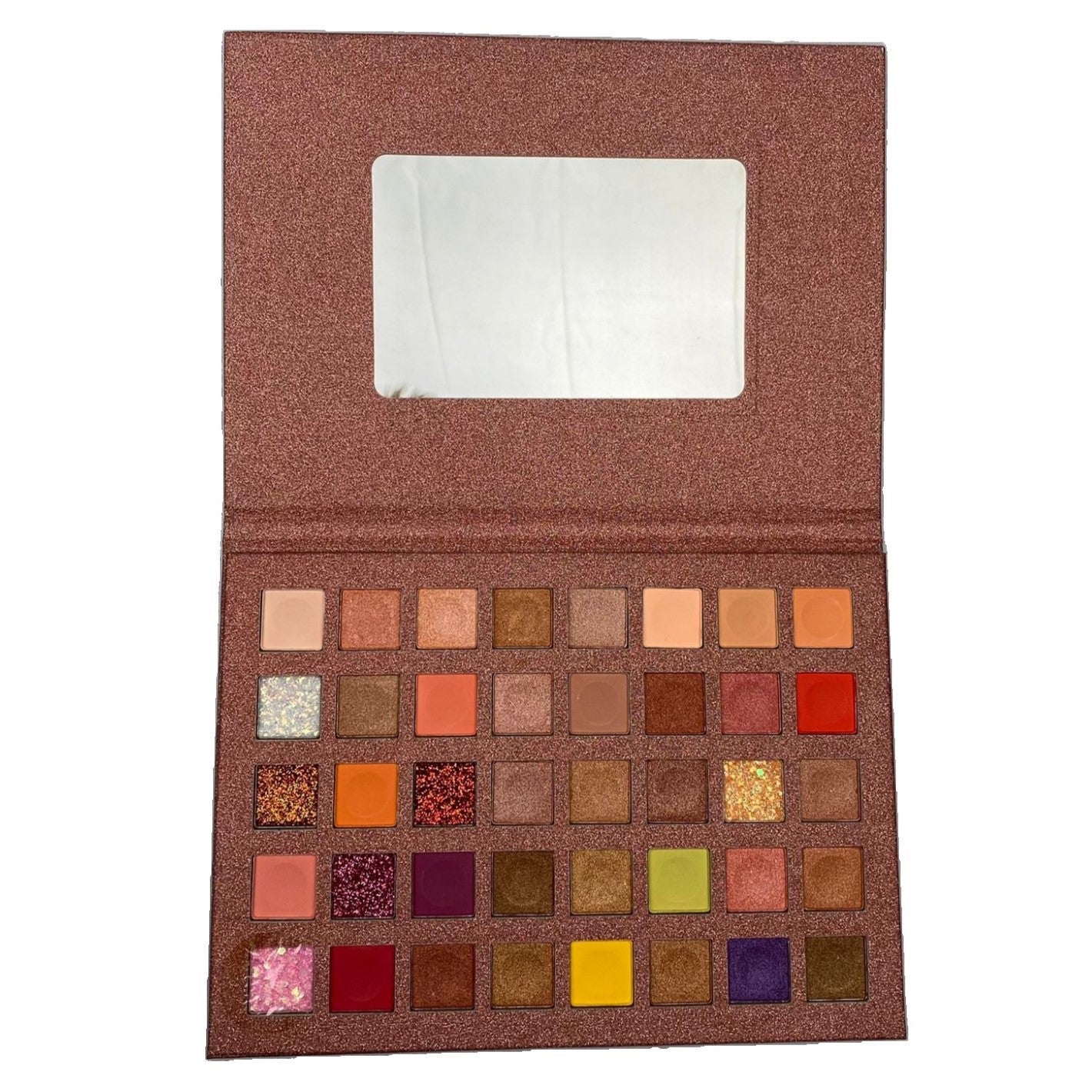 Paleta de farduri cu 40 de culori pigmentate, Maro cu sclipici