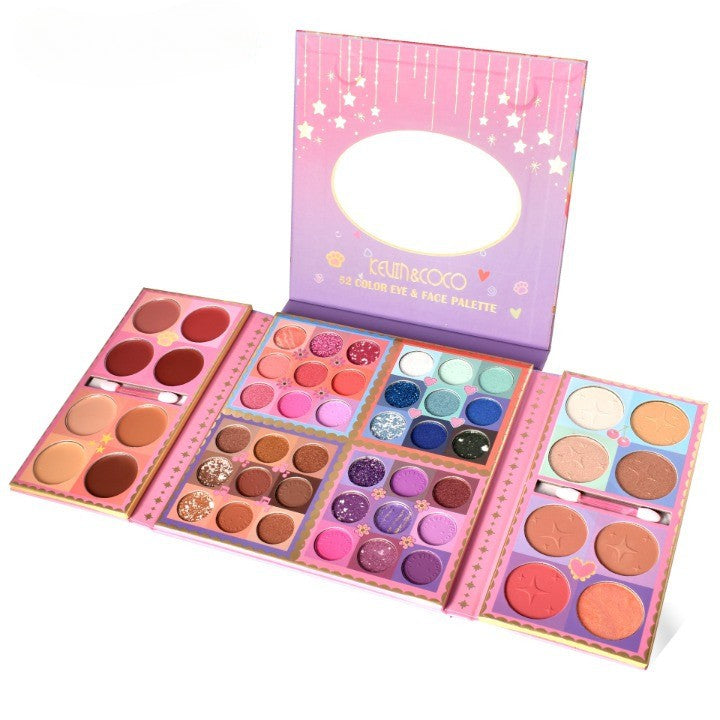 Trusa de machiaj, paleta de farduri Kevin&Coco cu 52 de culori pigmentate si nude