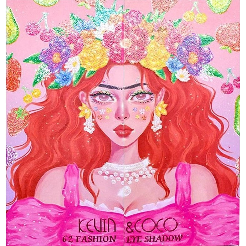 Trusa de machiaj, paleta de farduri si iluminator Kevin&Coco cu 62 de culori pigmentate