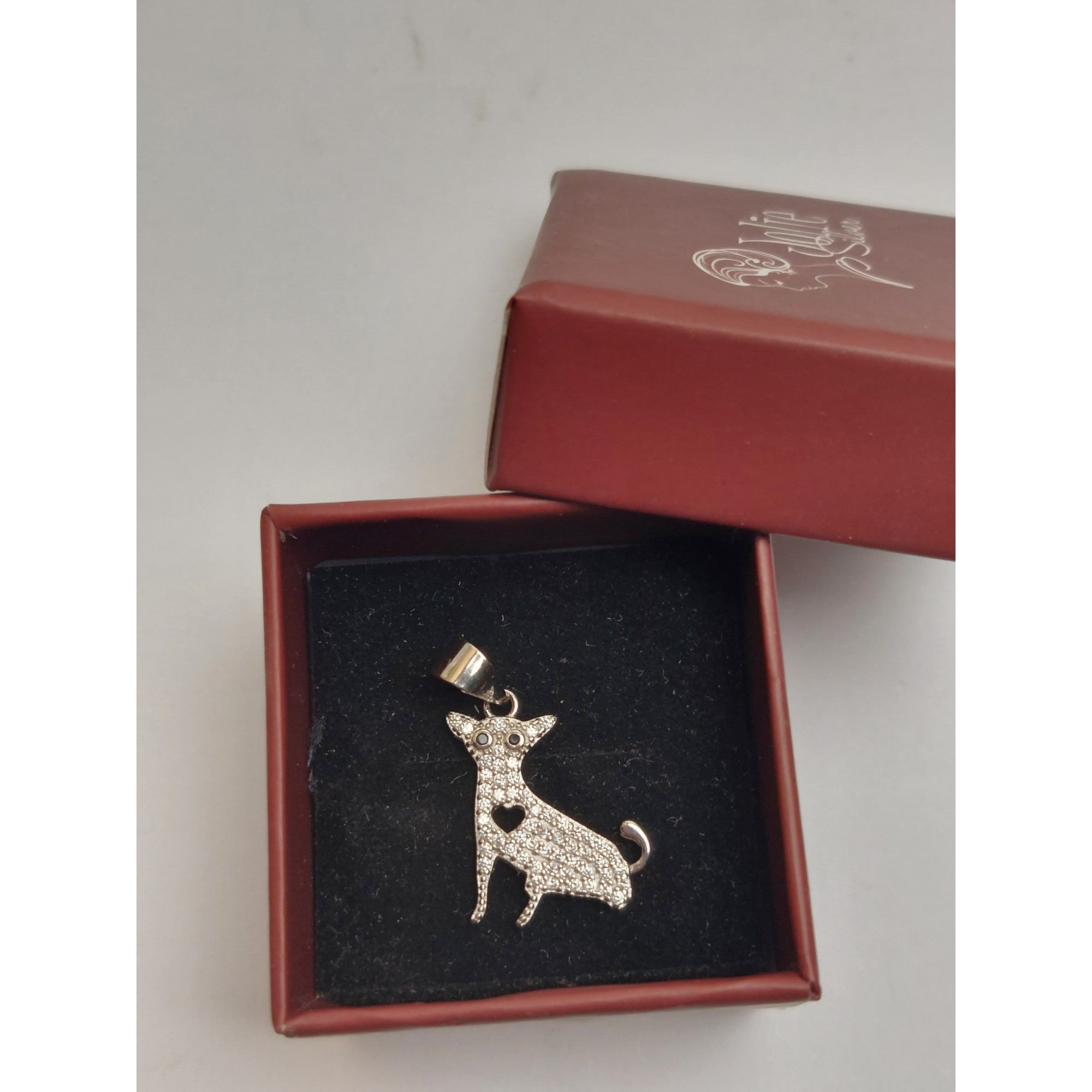 Pandantiv, Argint 925, Model Catel cu Inima, 1.5 G, 1.8 x 1.7 Cm