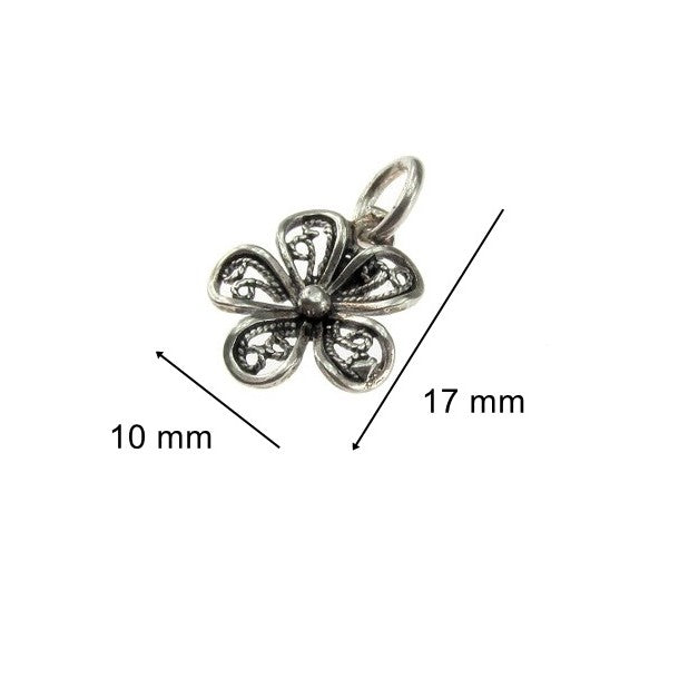 Pandantiv din Argint 925, Model Floare Filigran, 17 x 10 mm, 0.6 g