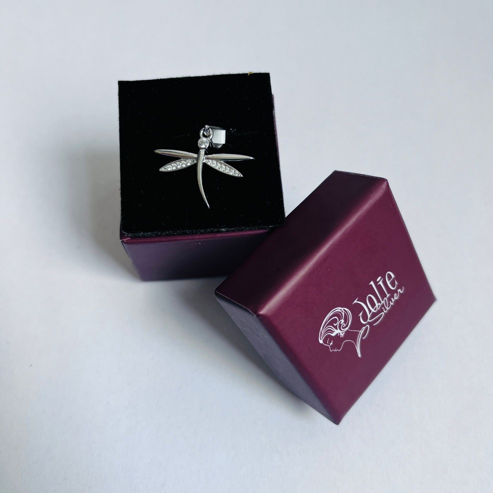 Pandantiv din Argint 925, Model Libelula cu Zirconii, 23 x 20 mm, 1.8 g