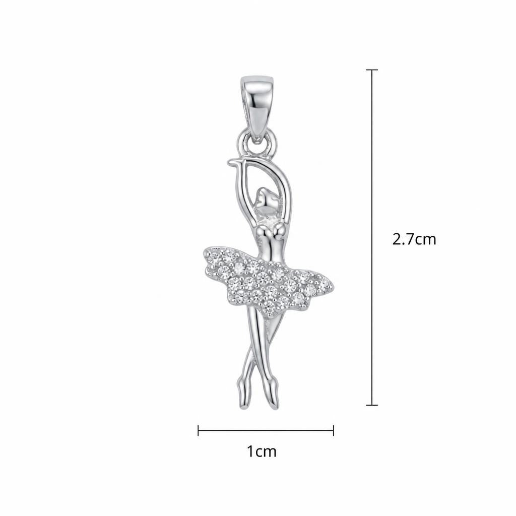 Pandantiv, Argint 925, Model Balerina cu Zirconii, 27 x 10 mm, 1.1 g