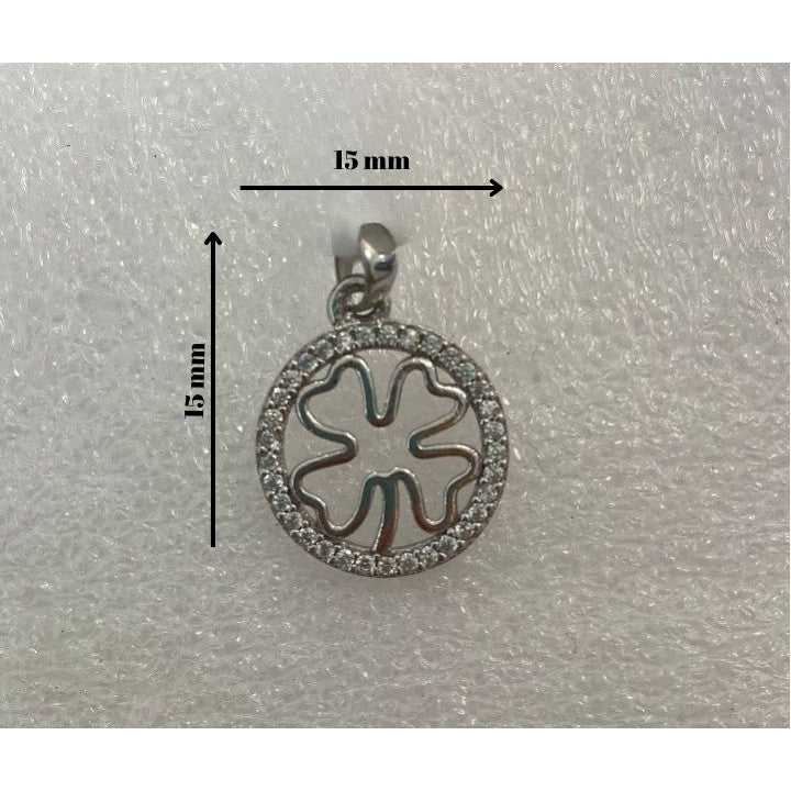 Pandantiv, Argint 925, Model Trifoi cu Pietre, 1.1 g, 15x15 mm