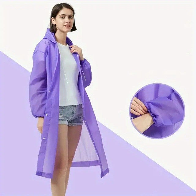 Pelerina de Ploaie, pentru Adulti 150-180 cm, din EVA, Impermeabila, Rezistenta la Vant, Inchidere cu Capse, 140 g, Mov