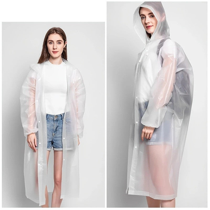 Pelerina de Ploaie, pentru Adulti 150-180 cm, din EVA, Impermeabila, Rezistenta la Vant, Inchidere cu Capse, 140 g, Alb