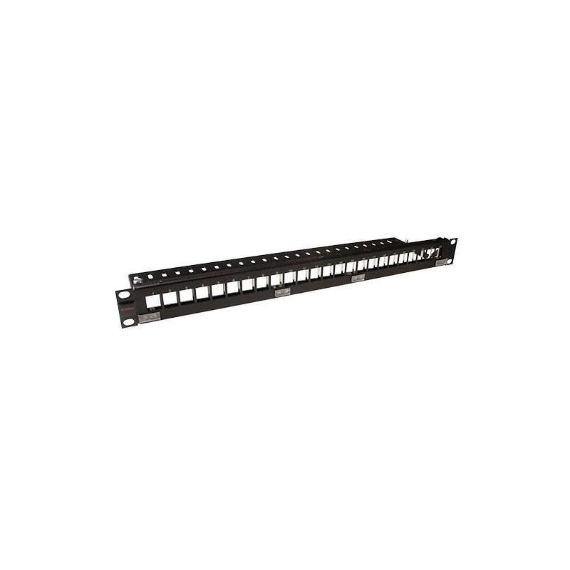 Patch panel 19, 1U, 24 porturi neechipat, pentru conectori Keystone, cu bare de gestionare a cablurilor - Molex "PID-00257"