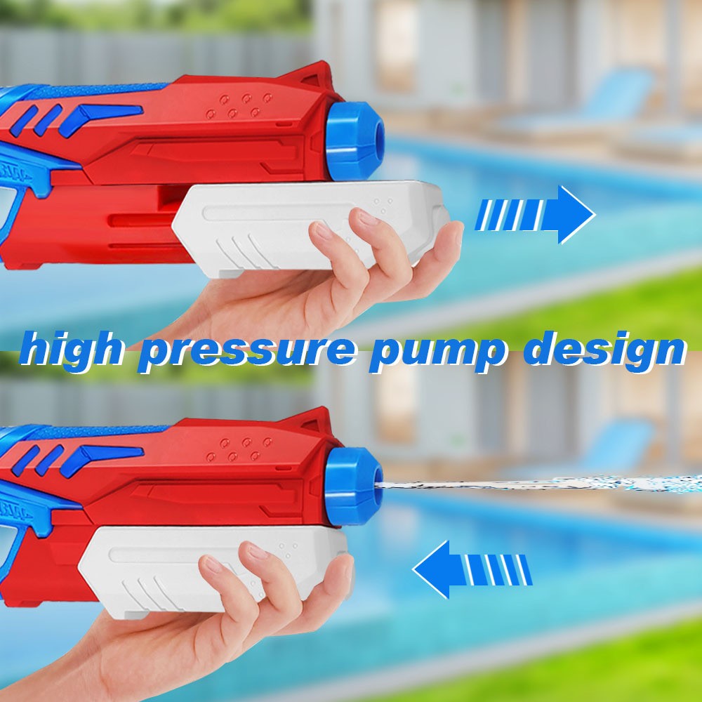 Pistol cu Apa pentru Copii, Rezervor, Pentru Piscina/Plaja, Flippy, 6ani+, Albastru deschis/Rosu, 300ML