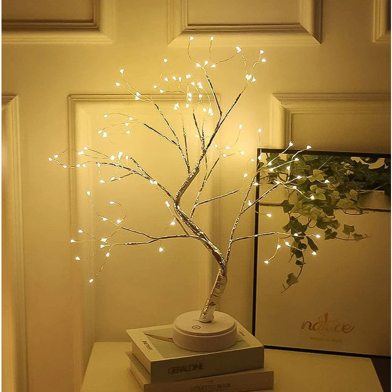Pom decorativ luminat pentru Craciun, pentru interior/exterior, Arbore cu baterii + USB, 108 LED-uri, alb cald