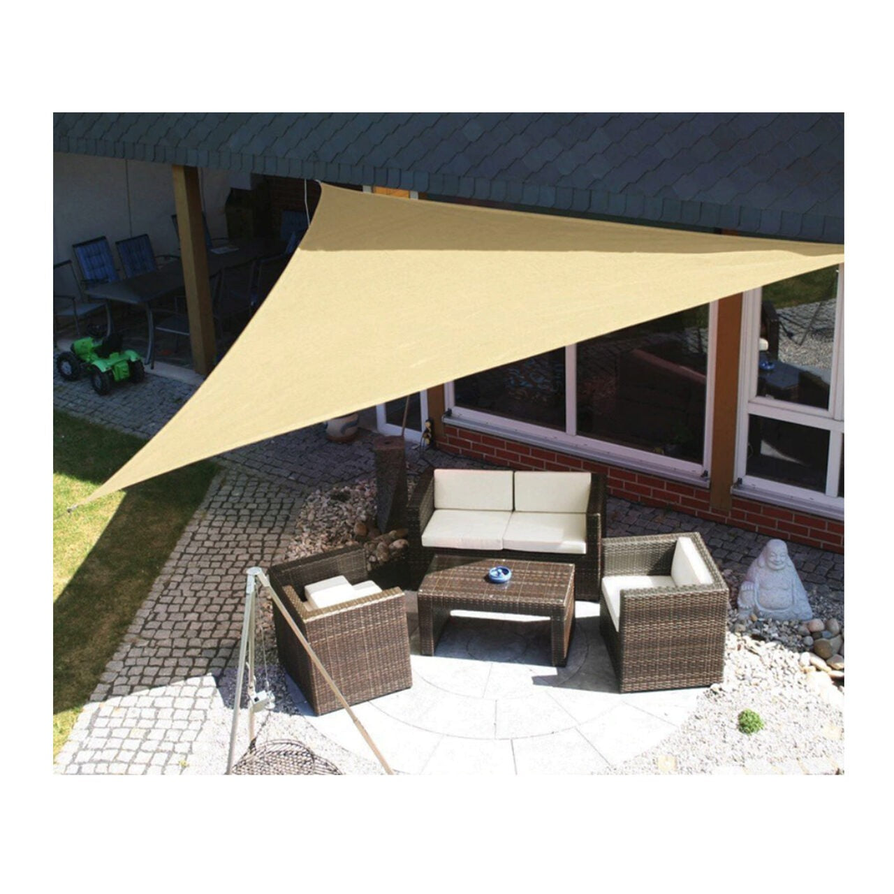 Prelata de soare/ Copertina de tip parasolar pentru terasa si gradina, triunghiulara, 2x2x2 m, galbena
