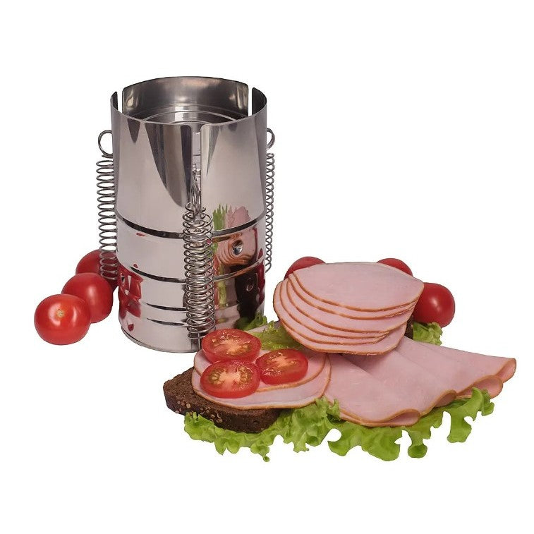 Presa din inox pentru preparat sunca presata, cu capac, dimensiune reglabila in 3 trepte, 15 x 15 x 18 cm, argintiu