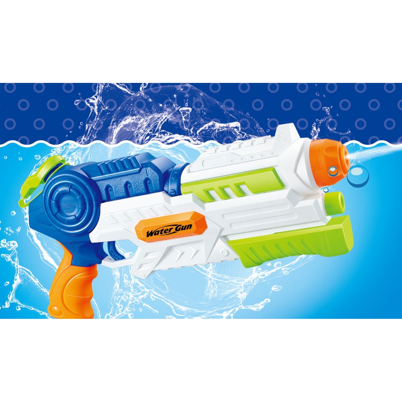 Pistol cu Apa pentru Copii, Rezervor, Pentru Piscina/Plaja, 6ani+, Albastru/Multicolor, 1000ML