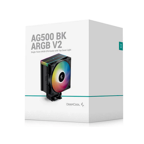 COOLER DeepCool "AG500 BK ARGB V2" skt. Intel si AMD, racire cu aer, vent. 120mm, 500 - 2100 rpm, 5 heatpipes, inaltime 160mm, RGB adresabil,"R-AG500-BKAMMN-GJD"