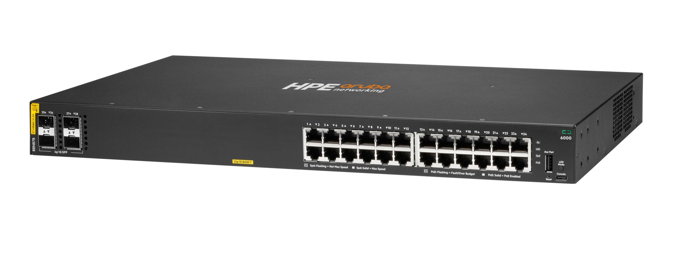 NET SWITCH 24PORT CL4 4SFP/POE 6000 R8N87B ARUBA BY HPE "R8N87B"