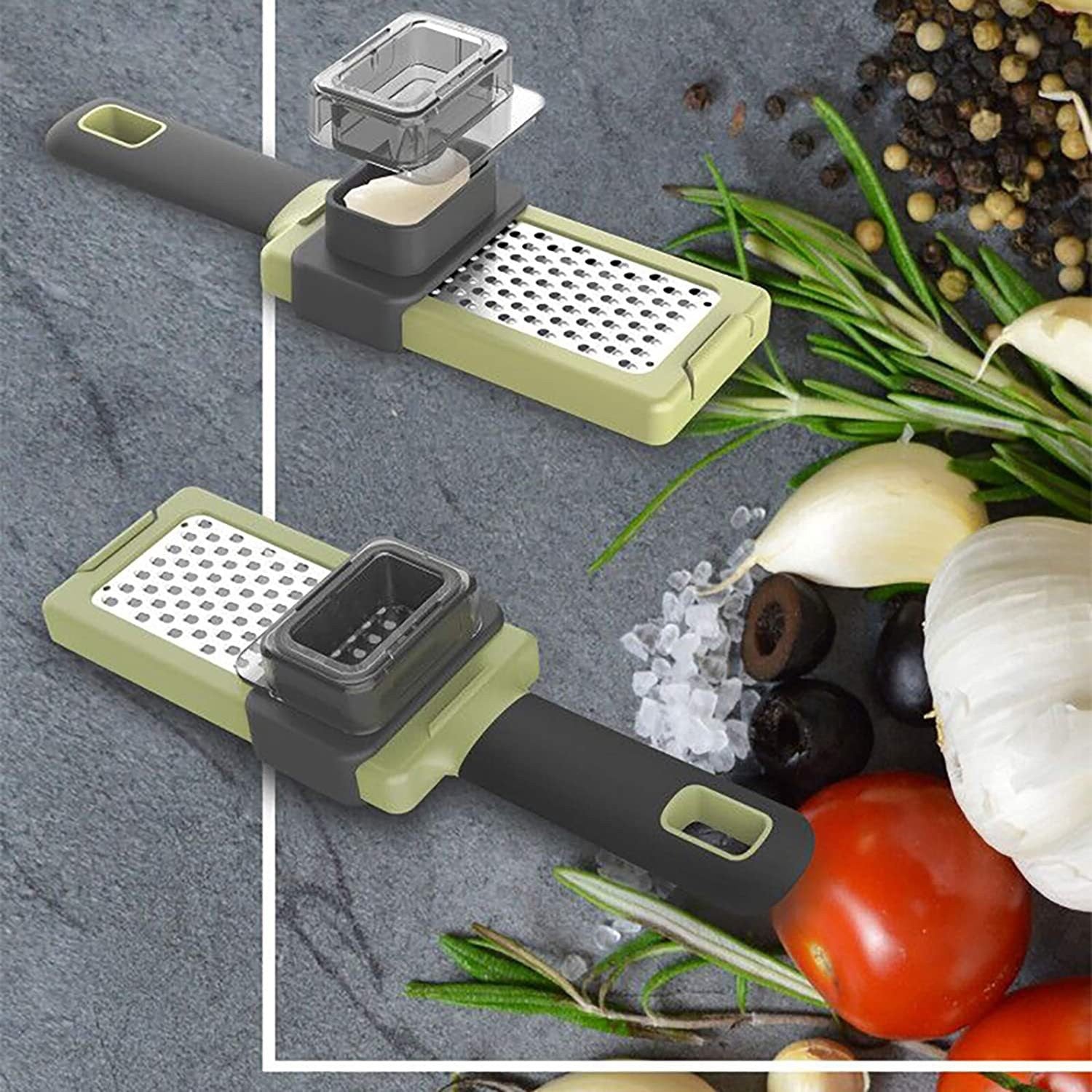 Razatoare Multifunctionala, pentru Ustuoi, Branza, Cascaval, 20.3 x 5.8 x 3.3 cm, Verde/Gri