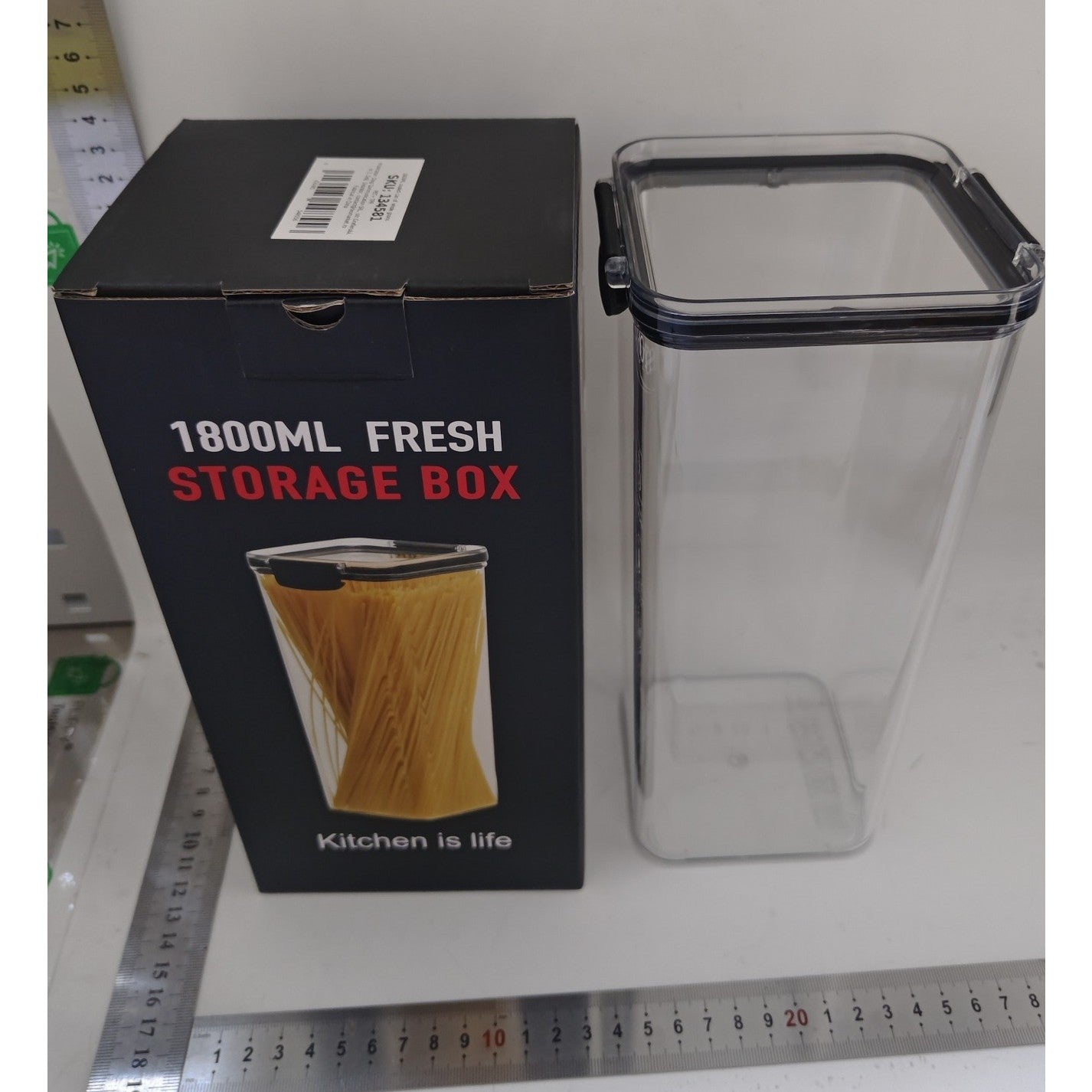 Recipient din Plastic, pentru Alimente/Obiecte, Inchidere Ermetica, 10.2 x 24.2 cm, 1800 ml, Transparent