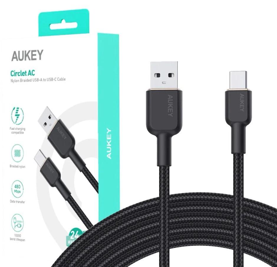 Cablu alimentare si date Aukey, USB Type-A (T) la USB Type-C (T), 1.8m, 480 Mbps, 60W, nylon, negru, "LLTSN1041439" -689323785889