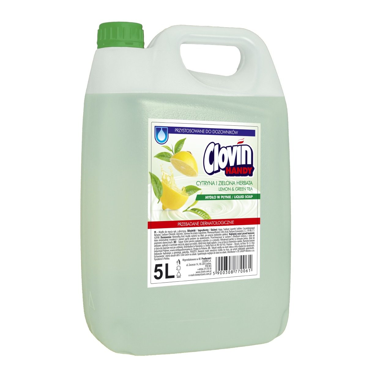 Sapun Lichid, Clovin, Antibacterian 5 L Lamaie Ceai Verde Glicerina