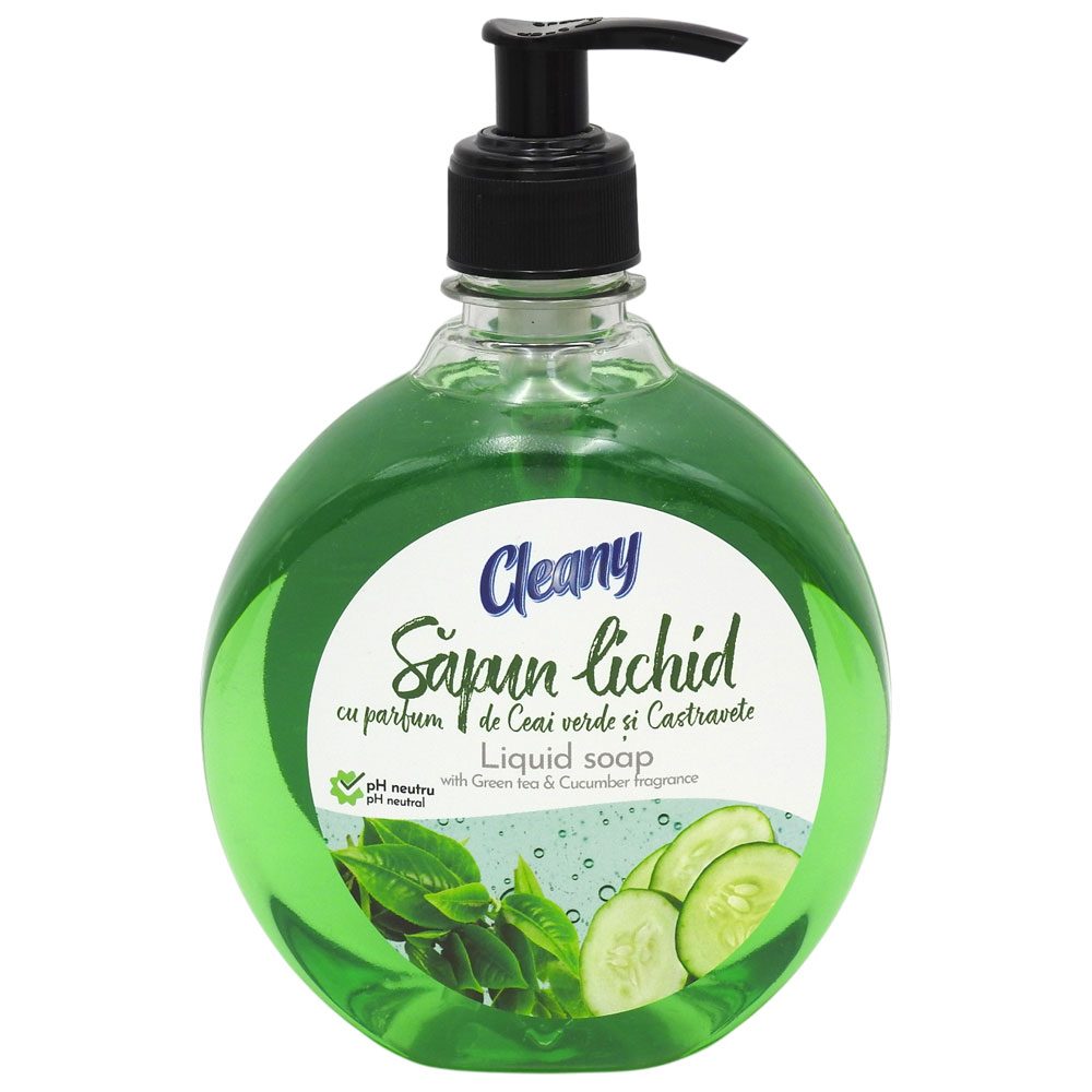 Sapun Lichid, Senzate/Cleany, Pompa 500 ml Ceai Verde Castravete