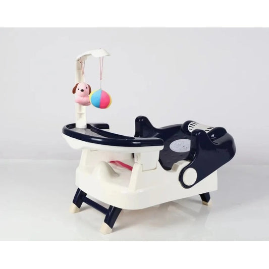 Scaun pentru Copii 2 in 1, Flippy, pentru Servit Masa si pentru Baie, Multifunctional, Pliabil, Portabil, din Plastic, Spatar Reglabil, 58 x 39 cm, Albastru