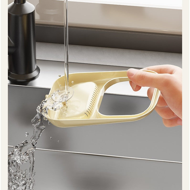 Cos de Scurgere pentru Chiuveta, din ABS, cu Maner si Ventuza, Multifunctional, 22 x 13 x 8.5 cm, Crem