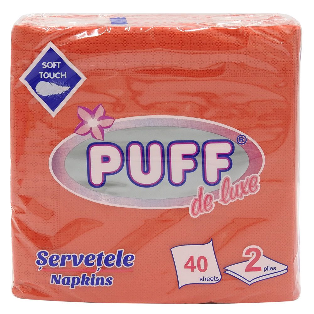 Servetele, Puff de Lux, 2STR 33x33 Rosu 40 buc